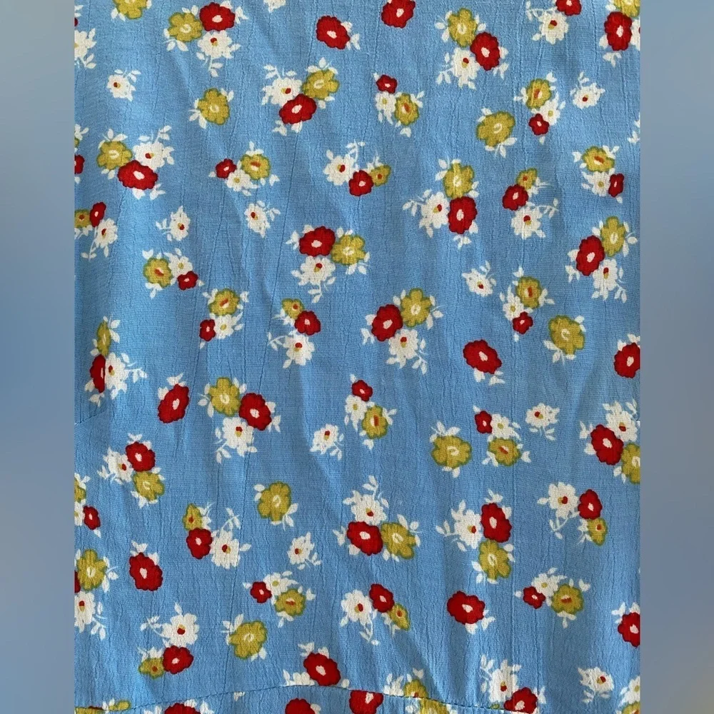 Faithfull The Brand Blue Erin Ditsy Floral Print Midi Dress Size 4 (Small) - Picture 7 of 12